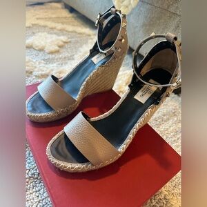 Valentino Rockstud Espadrille Platform Wedge Sandal - size 37